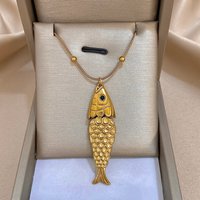 New Stainless Steel Ocean Fish Pendant Necklace For Women Fashion Movable Waterproof Collarbone Choker Accessories Jewelry