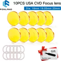 Fonland 10pcs/set USA CVD Focus Lens ZnSe Laser Lens Dia.20 19.05 18 FL 38.1/50.8/63.5/76.2/101.6/127 for CO2 Cutting Machine