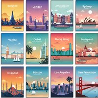 World City Travel Paris Venice Sydney Dubai Boston London Amsterdam Wall Art Diamond Painting Posters Prints Wall For Room Dec