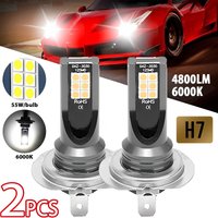 2pcs H7 Led Headlight Bulb Kit Car Fog Light Bulbs High Low Beam 110w Super-Bright 6000k White Car Running Lamp Light 12V 24V
