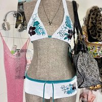New Summer Beach Seaside Fashion Suit Flower Printing Female Bikinis 90S Sexy INS American Design Sexy Spice Girls Slim Swimsuit
