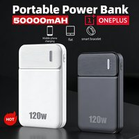 ONEPLUS 120W Power Bank 50000mAhLarge Capacity Fast Charging Digital Display External Battery Portable Charger For iPhone Xiaomi