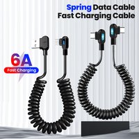 6A Dual Elbow USB C To Type C Short Spring Data Cable Fast Charging Cable For iPhone Pro Samsung Xiaomi Phone Charger Wir
