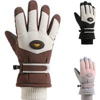Women’s Thick Insulated Winter Gloves Stylish Outdoor Cycling Ski Gloves Full-Finger Touchscreen