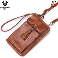 Soft Leather Women Shoulder Bag with Cell Phone Pocket RFID Blocking Female Clutch Card Wallets Fashion Lady Crossbody Tote Bag