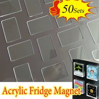 Kit de 9 à 50 aimants acryliques DIY 5×3cm 3mm, aimant de réfrigérateur rectangulaire, décoration d'intérieur, photos personnalisées, carte postale, artisanat fait main