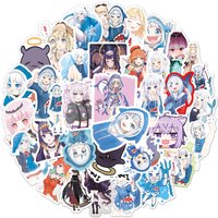 AliExpress NONE 50Pcs Gawr Gura Stickers Shark Girl Sticker Cartoon Image Graffiti Decals For Suitcase Fridge Laptop Guitar Car Bike