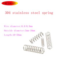 304 Stainless Steel Compression Spring Wire Diameter 0.8/0.9mm Outside Diameter 5-18mm 10Pcs