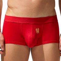 Men's underwear, flat corner pants, Chinese red, zodiac year, solid color, slim fit, breathable