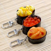 New Simulation Food Key Chains Sushi New Keychain Japanese Cuisine Dinner Breakfast Model Food Mini Bag Pendant Gift for Kids