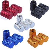 4Pcs Silver Car Tire Valve Stems Cap Knurling Style Tire Valve Cap Aluminum Tire Wheel Stem Air Valve Cap for US Schrader