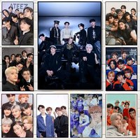 K Pop A-ATEEZ Poster Self-adhesive Art Waterproof Paper Sticker Coffee House Bar Room Wall Decor