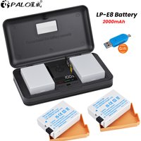 2000mAh LP-E8 LP E8 LPE8 Battery+LCD USB Dual Charger for Canon EOS Rebel T3i T2i T4i T5i 600D 550D 650D 700D Kiss X5 X4 X6 X7
