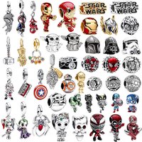 New Marvel Iron Man Deadpool The Mandalorian Pendant Charms Beads DIY Women Jewelry Gift Beads Fit Bracelets