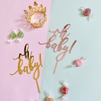 Oh Baby Acrylic Cake Topper Baby Shower Cake Decor Kids Birthday Party Decoration Wedding Bride Shower Party Dessert Decoration