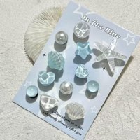 12PcsOcean Themed Shoe Charms Set Starfish Shell Heart Shaped Decorative Ornaments For Clog Shoe Customization And Daily Styling