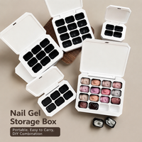 Portable Nail Art Palette Nail Gel Storage Box 4/6/9 Grids Empty Nail Polish Container Case For DIY Manicure