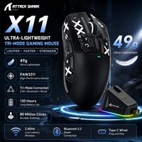 ATTACK SHARK X11 Tri-Mode Wireless Gaming Mouse | RGB Magnetic Charging Dock, 22K DPI, 49g Ultralight, Includes Grip Tape Set
