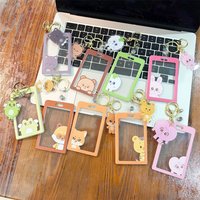 2Pcs/Set AHOF Cartoon Card Holder Keychain Steven Jeongwoo Woongki Shuaibo Han JL Juwon Chih Daisuke Keyring Pendant Fans Gift