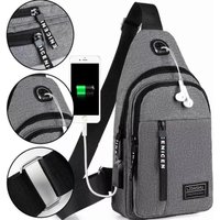 Waterproof Men's Chest Bag Durable Nylon Adjustable Shoulder Strap Waterproof Messenger Bag Earphone Hole Design Multi-pocket