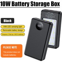 18650 DIY Power Bank Case 10W Fast Charge Dual USB Type C Port Optional Wireless Charging LED Camping Light Battery Storage Box