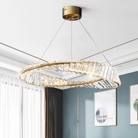 LED Luxury Crystal Pendant Light Postmodern luxury living room chandelier bedroom bedroom round crystal ring chandeliers