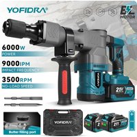 YOFIDRA 6000W Bürstenloser Elektrohammer 3500RPM Abbruchhammer Schwerlast-Bohr- und Meißelwerkzeug für Makita 21V Akku