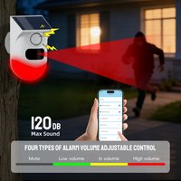 Tuya Solar Powered Security Alarm: Pir Motion Alarm Sensor Siren With Red Flashing Light, Waterproof Outdoor Garage Alarm System