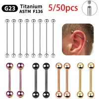5/50pcs Internal thread Piercing Sexy Barbell G23 Titanium Tongue nail External 14G 16G Jewelry Long Industrial Barbell earrings