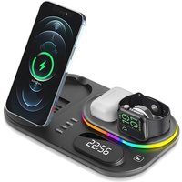 Kabellose Ladegeräte 4 in 1 für iPhone 12 13 14 15 Pro Max 30W schnelle kabellose Ladestation für Apple Watch mit Lampe und Uhr