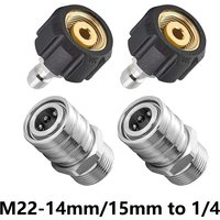 Pressure Washer Adapter Set Fitting M22-14mm/15mm to 1/4 Quick Connect Gun to Wand Stainless Steel 5000 PSI Hose and Gun Coupler