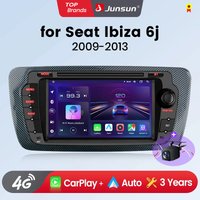 Junsun – bezprzewodowe radio samochodowe z funkcją Carplay i Android Auto do Seat Ibiza 6J (2009–2013), 2-DIN, system multimedialny ze wbudowanym wentylatorem chłodzącym, nawigacją GPS, obsługą