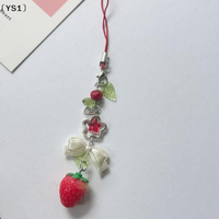 〔YS1〕1 Piece Charms Strawberry Bow Love Star Phone Chain Key Ring Anime Inspired Y2K Keychain Accessory Girlfriend Gift