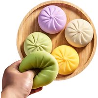 Colorful Steamed Bun Squishy Stress Relief Balls With Steamer Reusable Rebound Squeeze Reliever Dough Ball Home Office Gifts