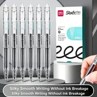 Deli S08-E Retractable Quick Dry Gel Pen Dual Core ST Nib 0.5mm Black Transparent Student Exam Smooth Writing Pen