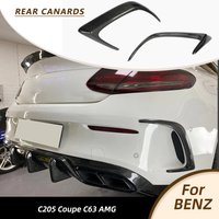 Carbon Fiber Car Rear Bumper Canards Splitters Fins for Mercedes-Benz C-Class C205 C63 AMG Coupe 2015-2017 FRP Black Body Kits