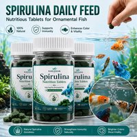 Spirulina Tablets Aquarium Fish Food Natural Nutrition Daily Feed for Tropical Guppy Betta Color Enhancing Vitality 250Pcs