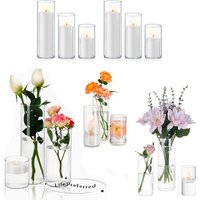 Transparent Glass Vase Candlestick Ornament Hydroponics Plants Cylinders Vase for Centerpiece Wedding Party Supply Art Glass Jar