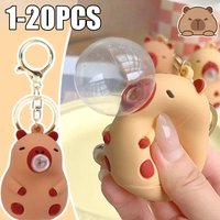 Adorable Capybara Bubble Blowing Keychain Squeeze to Play Music Relieve Stress Cute Backpack Charm Toy for Kids Fun