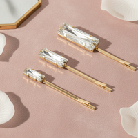 3Pcs Shiny T Rhinestone Hair Pins Fashion Women Girls Handmade Hair Clips Daily Bobby Pins Hair Accessories Headpieces