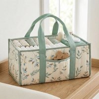 Large Capacity Baby Diaper Organizer Floral Beige Multi-Pocket Nursery Storage Basket Multifunctional Portable