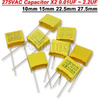 10Pieces 275VAC Capacitor X2 Series 0.01UF ~ 2.2UF Polypropylene Film Capacitor 0.001 0.0022 0.0047 0.01 0.022 0.033 0.047 1 2uF