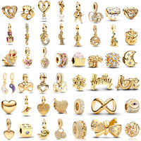 New Arrivals Gold plated Handwritten Love, Family Heart Charm Bead for Women fit European Original Bracelet DIY Jewelry Gift