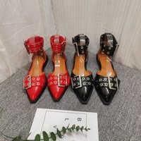 black gladiator sandals womens patent leather ballet flats sandals woman buckle sandalias de mujer