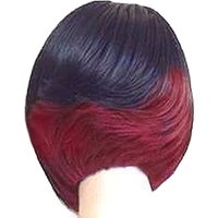 10 Inch Curly Wig Synthetic Black Mixed With Rose Red Wig Hair For Women Suitable For Women's Daily Use Weddings Music Festival
