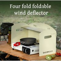 Outdoor Folding Gas Stove Windshield Stainless Steel Four-fold Cassette Windproof Shield Camping BBQ Burner Windscreen
