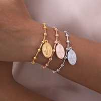 Holy Rosary Cross Beaded Bracelets for Women, Snake Chain Vintage Minimalist Charm Bracelets, Stainless Steel Jewelry Gifts
