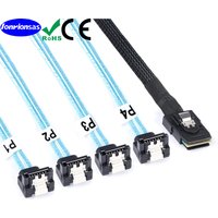 LONRIONSAS#Internal mini SAS 36PIN(SFF8087) TO 4*SATA 7PIN female with latch 90 degree Breakout Cables