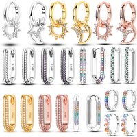 Original 925 Sterling Silver Colorful Gold Rose Gold Big Hoop Earrings For Women Collocation Wedding For Wife Girlfriend Gift