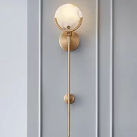 Modern Gold Marble copper Wall Lamp For Living Room Bedroom Hotel Minimalist Bedside Lamp LED Home Indoor Light Fixtures